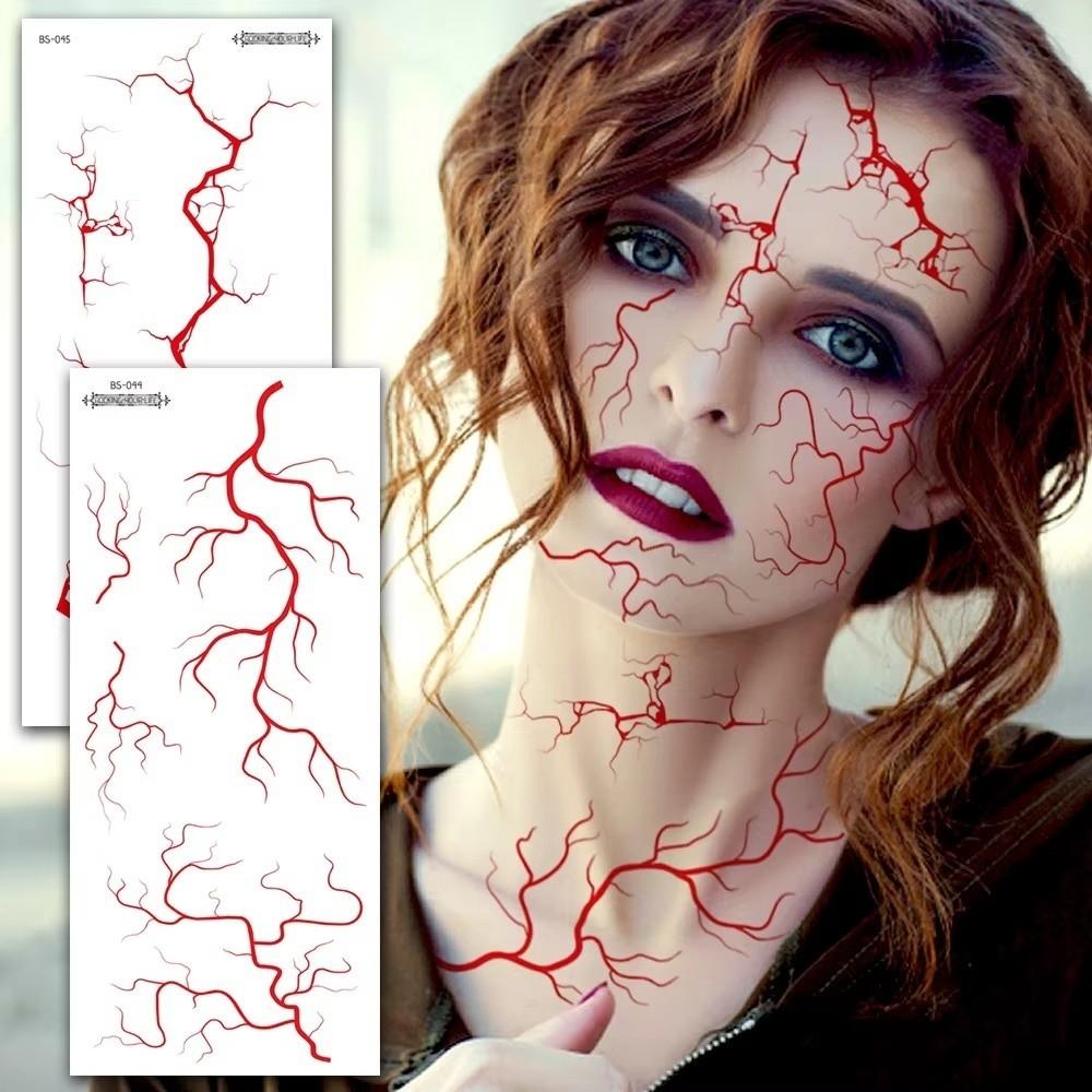 Crack Mark Temporary Tattoo Sticker Realistic Body Art Halloween Blood Vessels Tattoo Halloween