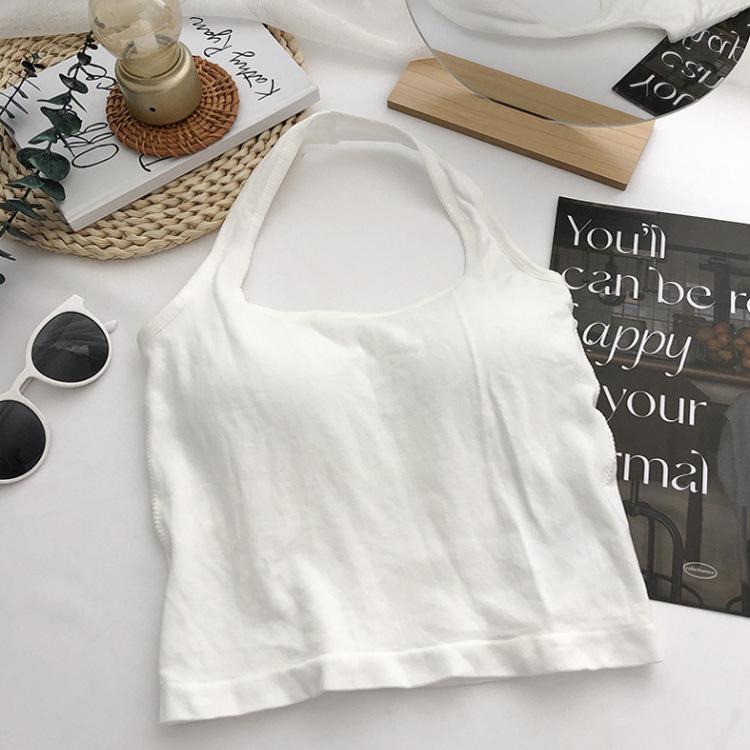 

Летний однотонный жилет с халтер-воротником и встроенной подушечкой для бюстгальтера One Size