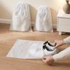 10Pcs White Portable Non-Woven Drawstring Shoe Bags, Anti-Yellowing Shoe Dust Covers for Travel & Storage