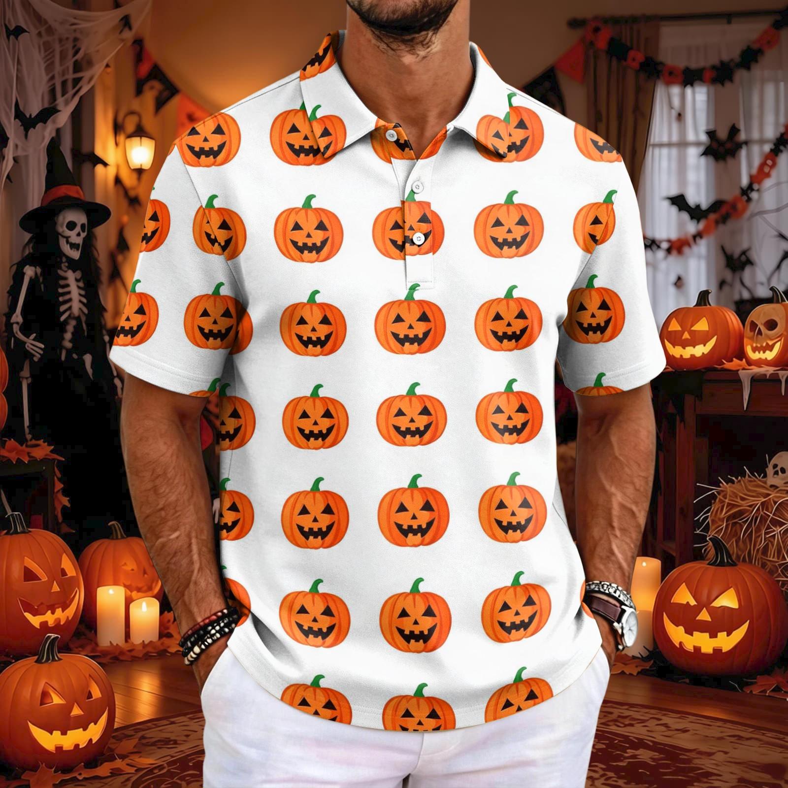 Men s Halloween T-Shirt Loose Fit Short Sleeve Casual Top for Parties and Daily Wear S