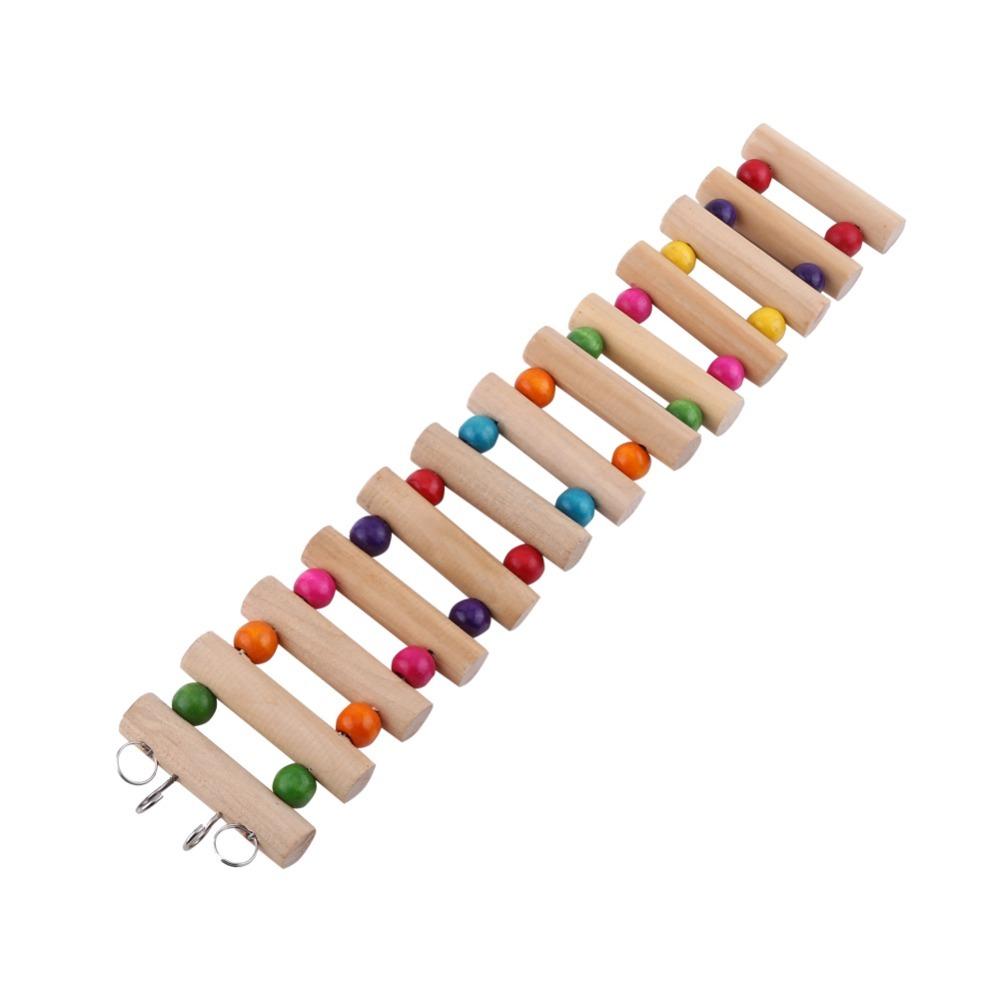 Wooden Material Pet Ladder Bridge Bendable Structure 5-Step Design Wood Climbing Swing Durable Build Gnawing Surface
