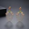 LUOTEEMI Fashionable Rainbow Bling Earrings for Women Colorful Flower Drop Earring Jewelry