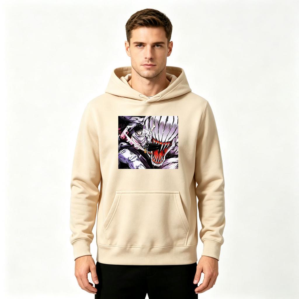 Men Anime Print Pullover Hoodie Casual Long Sleeve Streetwear Sweatshirt For Daily Wear