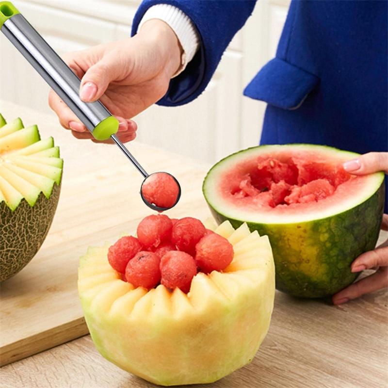 4Pcs Stainless Steel Fruit Ball Digging Carving Knife Set Fruit Platter Digging Spoon Practical Kitchen Carving Separator Tool