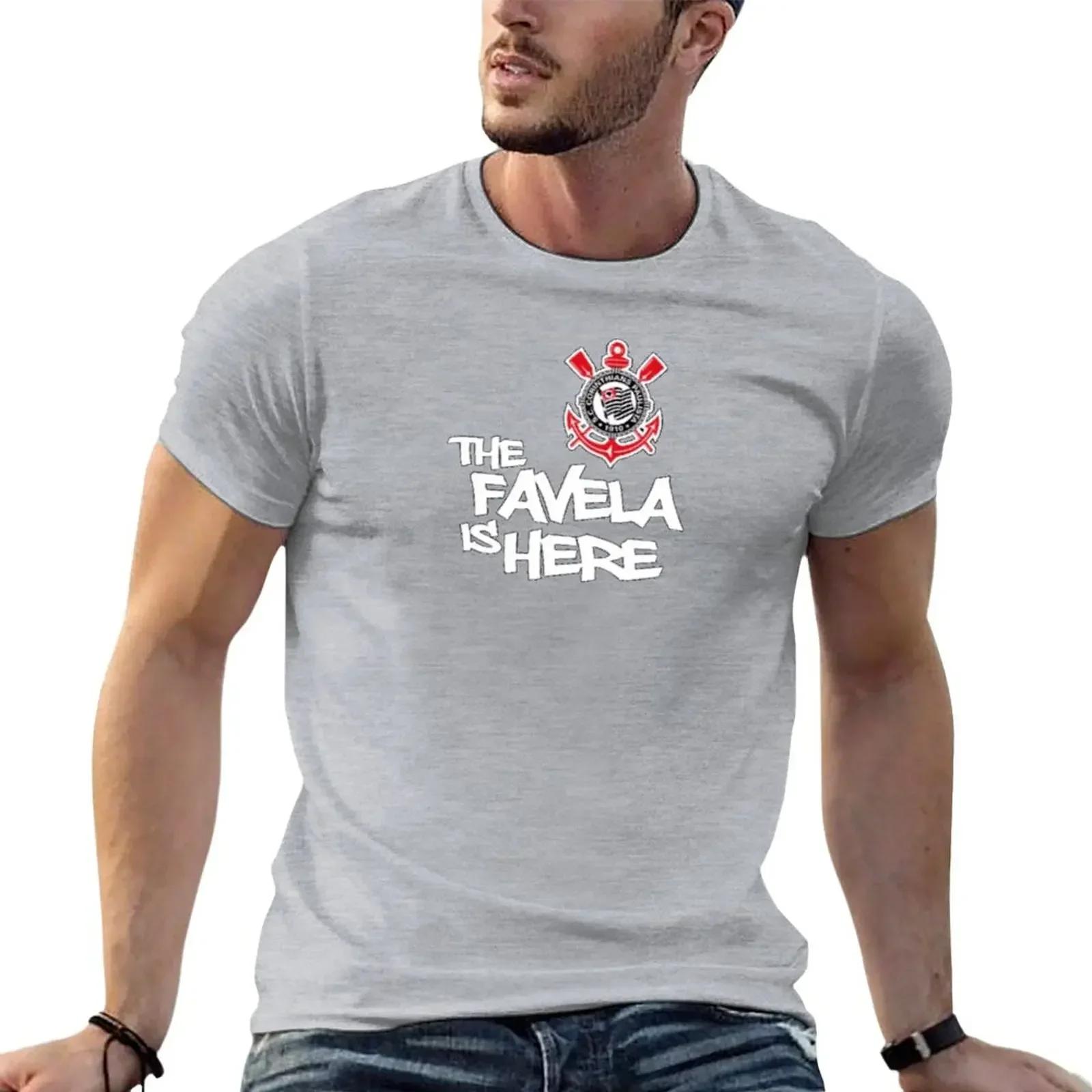 BenberFashion Corinthians T-shirt De favela is hier T-shirt sportfans effen getailleerde t-shirts voor heren XL