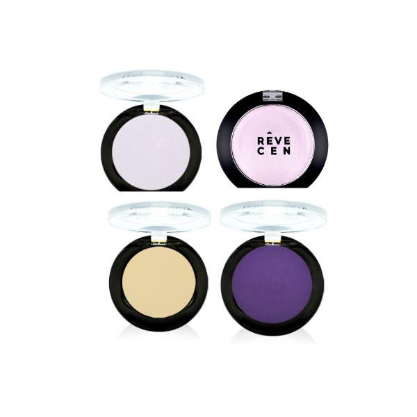 REVECEN Basic Color Eye Shadow Professional Single Pan (4 Shades) 303 Pink B110 Snow Violet B132 Violet B134 Ivory