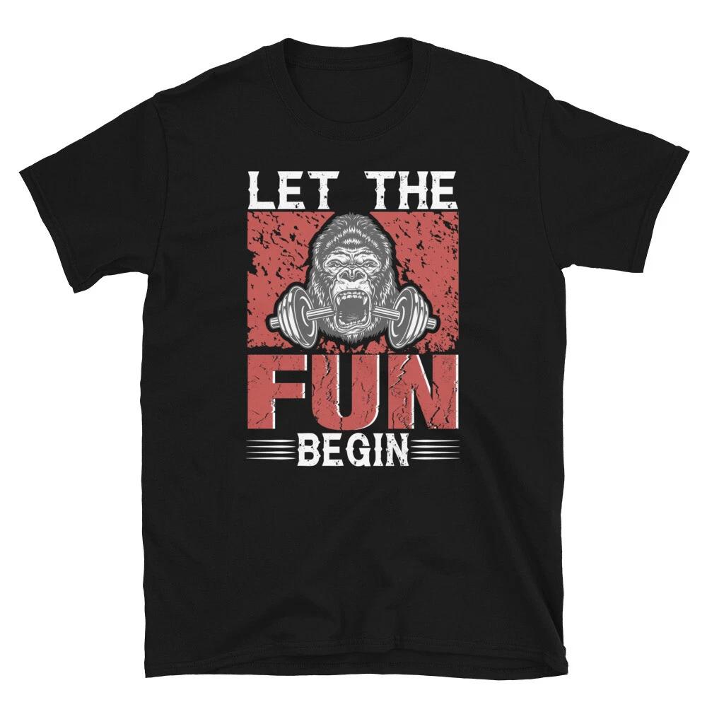 Weightlifting Strength Training Gorilla Fun Dumbell T-Shirt XL