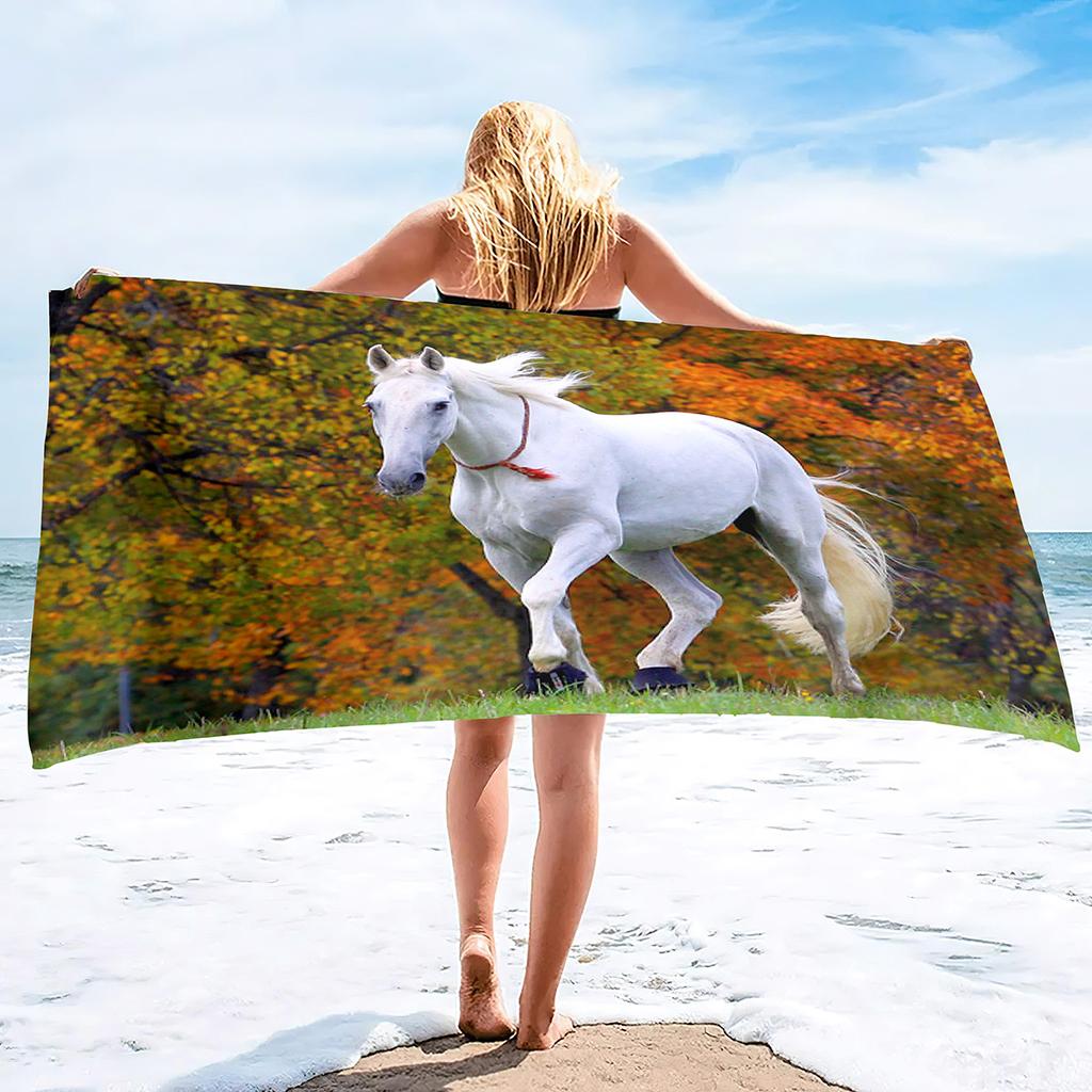 Grassland Horse Pattern Series Seaside Vacation Beach Towel Swimming Bath Towel Sports Towel