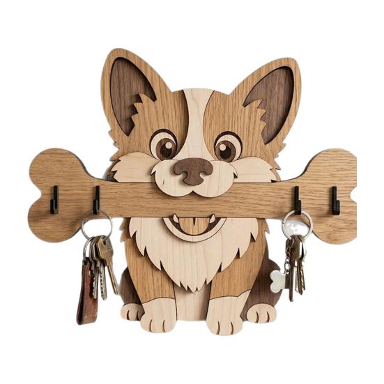 Colgador de llaves, Montado en la pared, Diseño sin perforaciones, con Gancho de almacenamiento con forma de perro de dibujos animados, Portallaves resistente, a prueba de humedad, que ahorra espacio, para el hogar, la cocina