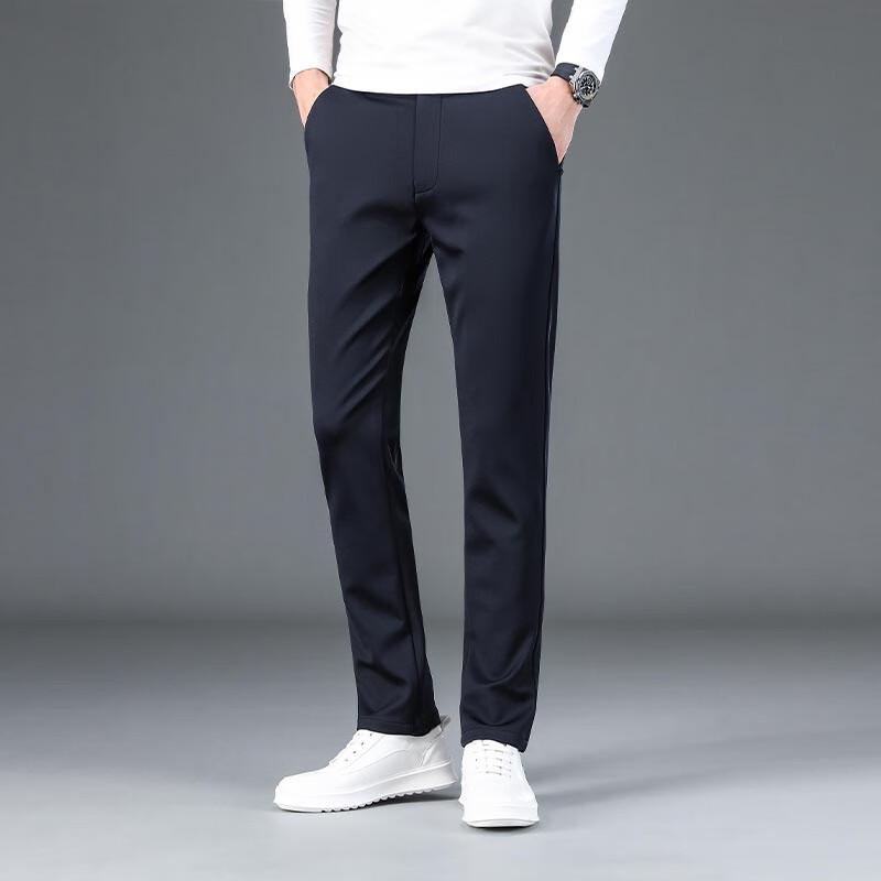 ROMON Men's Business Casual Straight-Leg Trousers