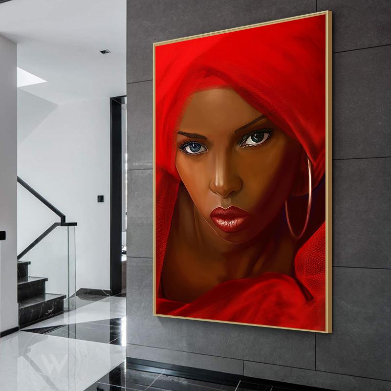 African Art Woman Canvas Painting Wall HD Picture Beauty Girl Scandinavian Posters and Prints for Living Room Home Decor Cuadros