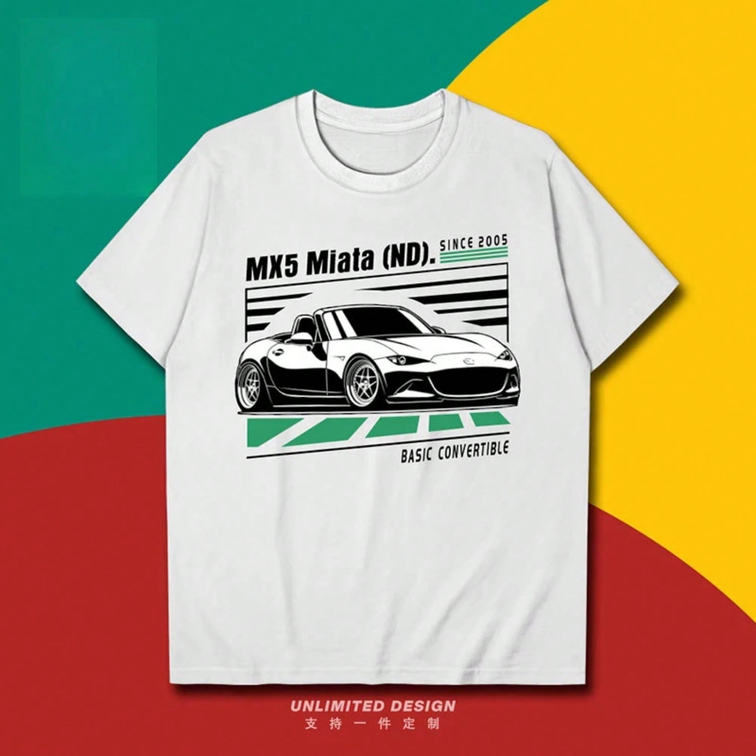 Fourth Generation MX5 Convertible Car Printed Graphic T-Shirt unisex s And Wounisex s Short Sleeve Breathable Motorcycle T-Shirt S разноцветный