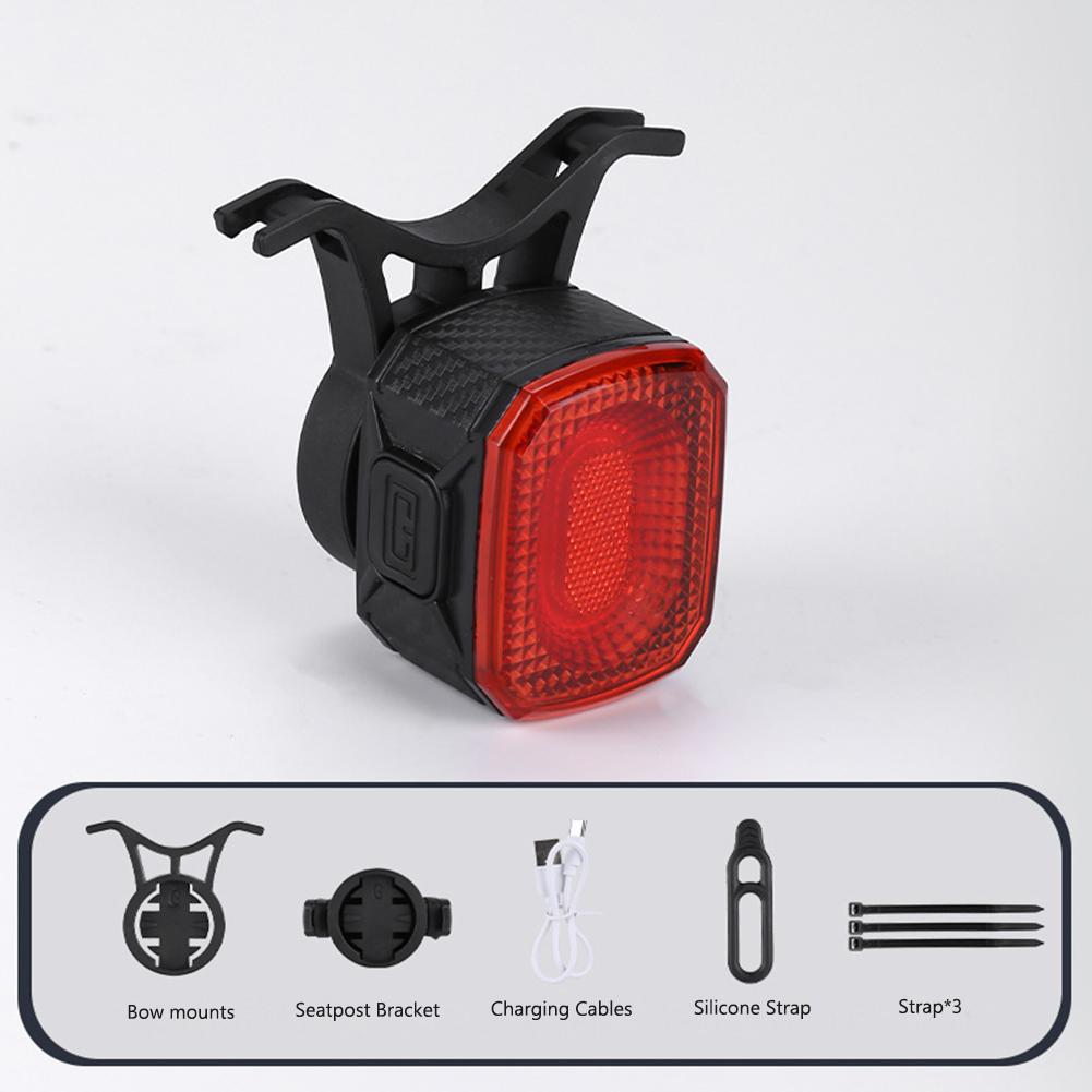 Bike Tail Light Brake Sensing USB Rechargeable Bicycle Rear Light Waterproof Cycling Safety Warning Light for Night Riding