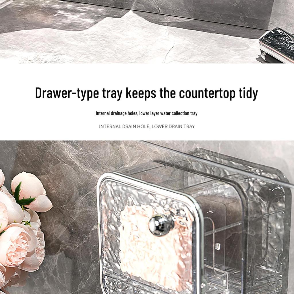 Wall-Mount Luxury Soap Dish with Lid & Drainage for Bathroom