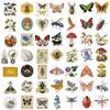 50PCS Retro Entomology Stickers Notebook Landscape Living Room Coffee PVC Creative Decoration Chambre With Cafe Room Decals
