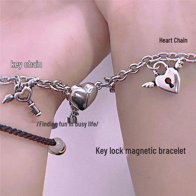 Magnetic Heart Key Lock Bracelet for Couples & Best Friends - Perfect for Long-Distance Relationships