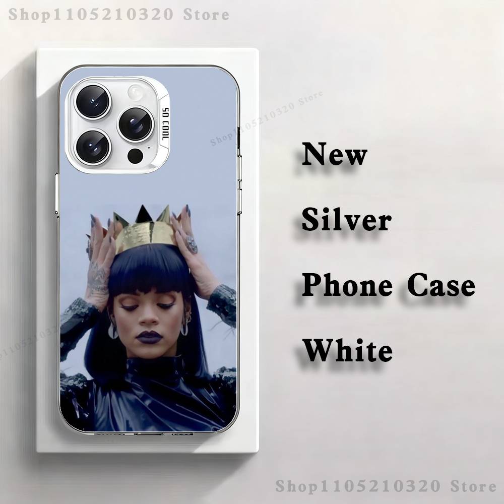 

Pop Singer R-Rihanna Phone Case For iPhone 17,16,15,14,13,12,11,Mini,Pro,E,MAX White Matte Silicone Whtie Cover iPhone16