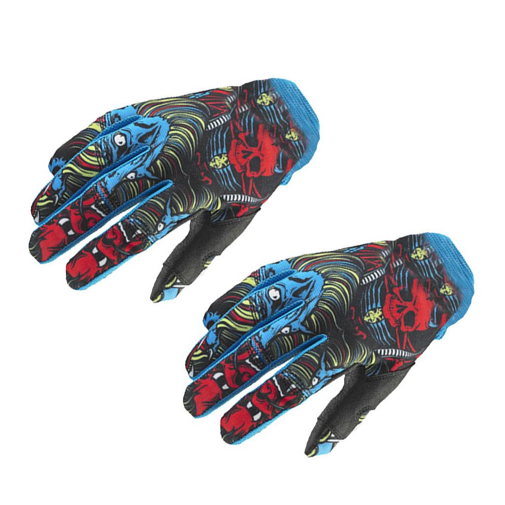 1 Pair Blue Motorcycle Sport Gloves Fashionable Non Slip 2 Side Thickened Motorcycle Riding Gloves Set