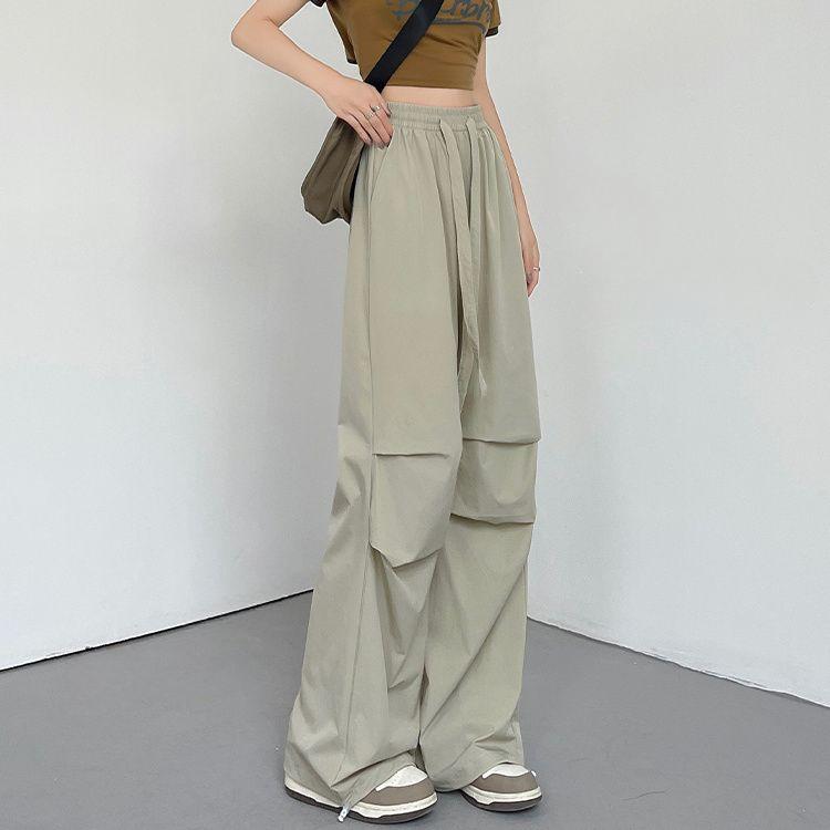 

Женские летние тонкие охлаждающие брюки-парашюты с высокой талией и широкими штанинами | Повседневные быстросохнущие брюки карго 2XL абрикосовый