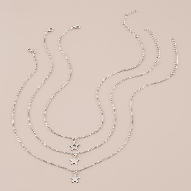 2/3 Pieces Retro Vintage Star Charm Necklace Birthday Gifts Friendship Chain Necklace with Message Card Jewelry Present