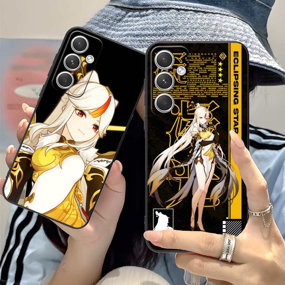 Game GI Ningguang Matte TPU Mobile Phone Case for Samsung Galaxy S26 S25 S24 S23 S22 S21 S20 Note20 Plus FE Ultra Colorful Cover