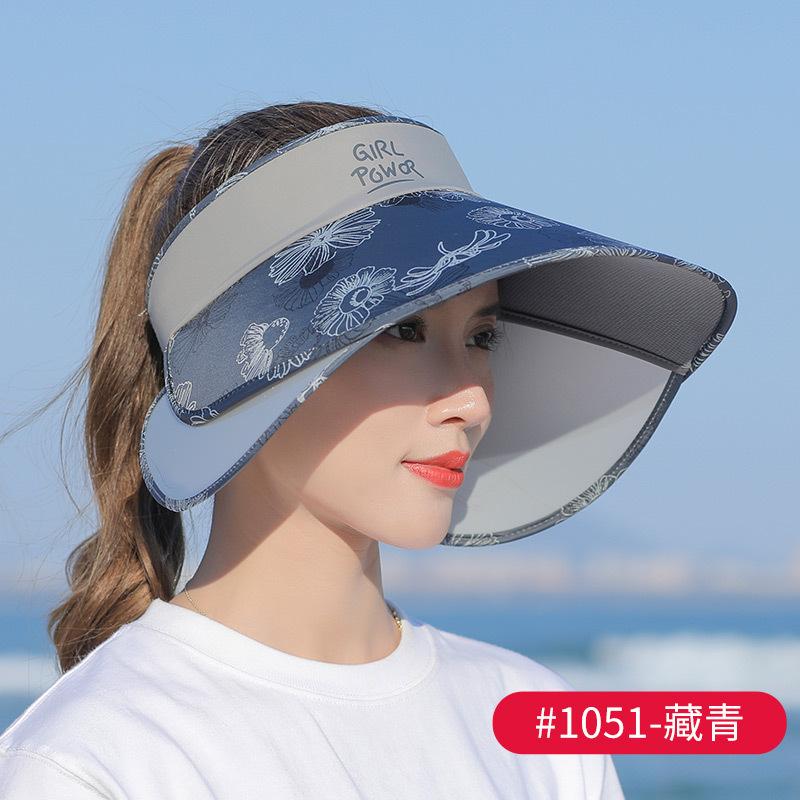 Sommer Damen Outdoor UV-Schutz Visiere Ausziehbarer, vergrößerter Krempe Leerer Zylinder Koreanische Blume Big Brim Bucket Hats Sonnenhut Strand
