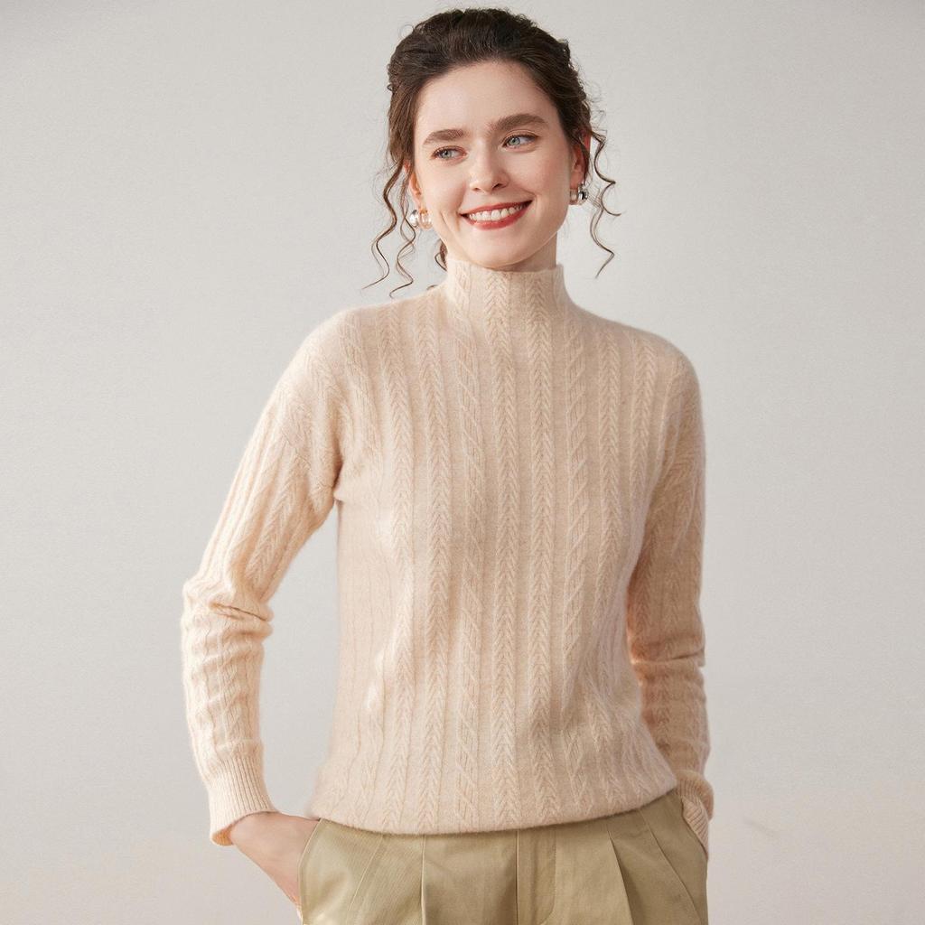 Women's Cable Knit Cashmere Sweater: Loose, Versatile, and Casual, Perfect for Autumn and Winter