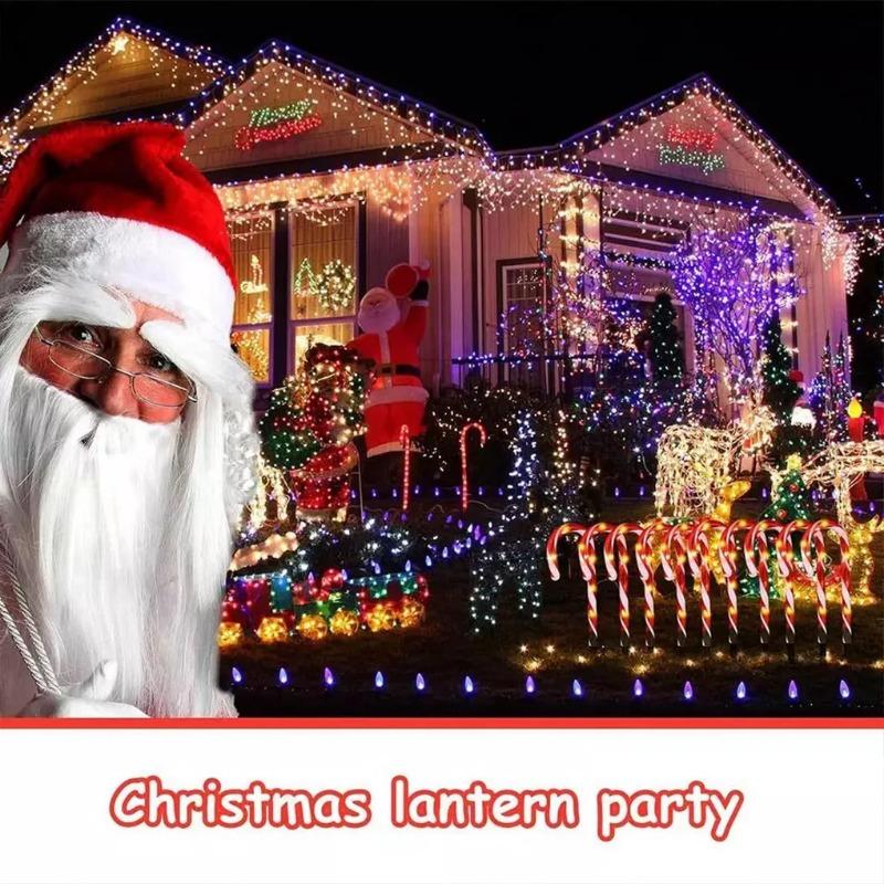 Festive Solar LED Candy Cane Pathway Lights For Outdoor Cane Cru-tch Christmas Garden LED Christmas courtyard garden decorative lawn lights