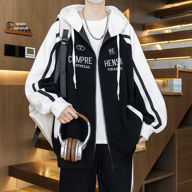 Trendig huvtröja för män: Lös casual sweatshirt för vår/höst, mångsidig långärmad topp