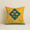 Satin Ethnic Cushion Covers Cow & Lotus Art, 16x16 Inches, Pack of 5 for Living Room & Festive Decor