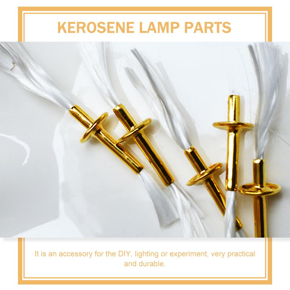 2 Pcs Wick Tube Oil Lamp Burner DIY Supply Metal Kerosene Glass Replacement Cotton Thread