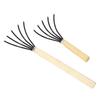 Garden Hand Rake 5 Steel Tines Wooden Handle Ergonomic Design Claw Cultivator for Tilling Loosening 