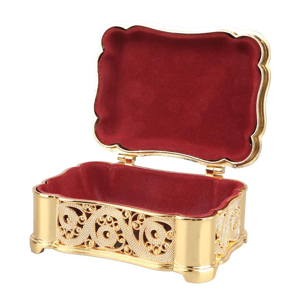 Alloy Small Treasure Chest Gold Trinket Organizer Decorative Boxes Metal Jewelry Box Home Storage