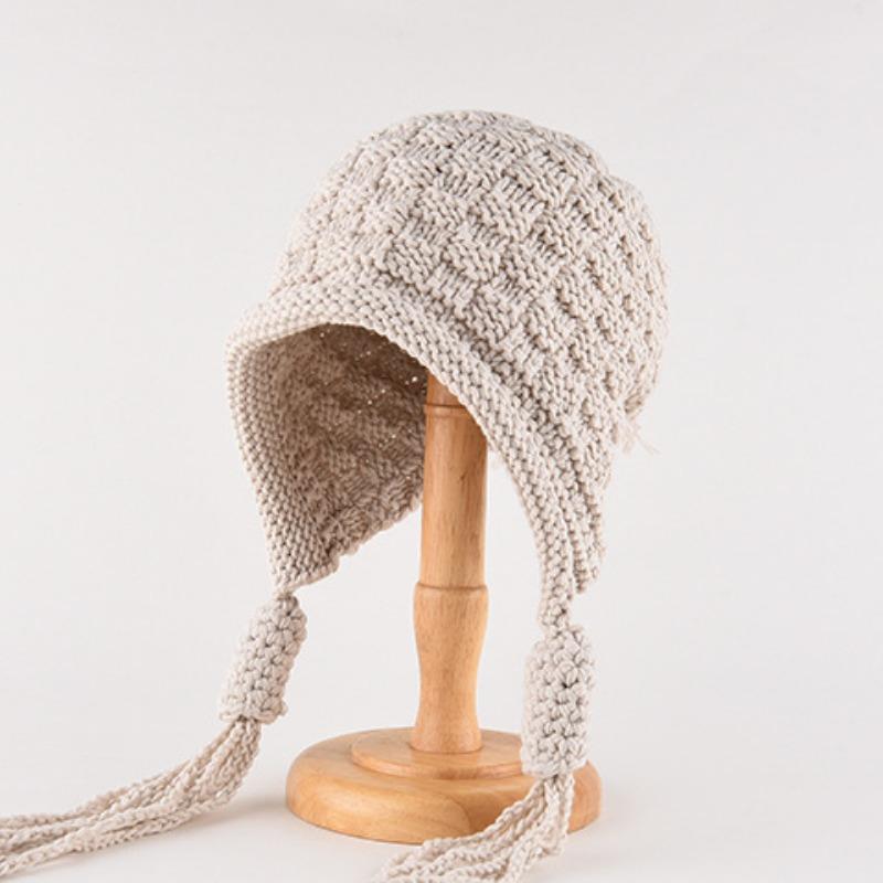 Mütze Damen Winter Warm Ohrenschutz Gestrickte Überziehmütze Sturmhaube Hut Band Doppelnutzung Plüsch Blitzmütze