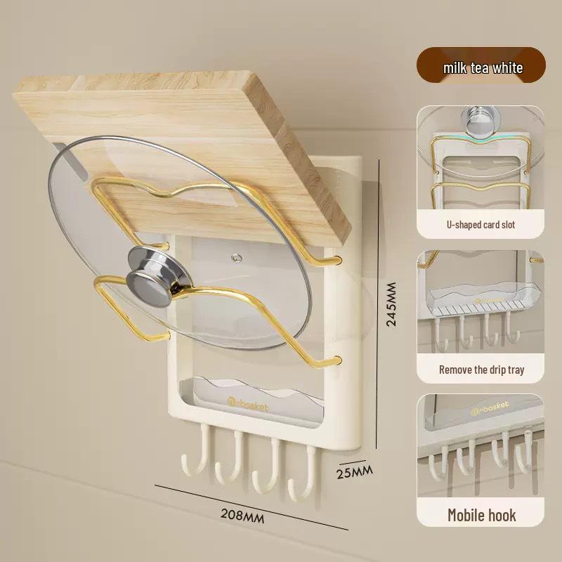 

Wall-Mounted Punch-Free Pot Lid & Cutting Board Storage Rack - Multi-Layer Kitchen Organizer