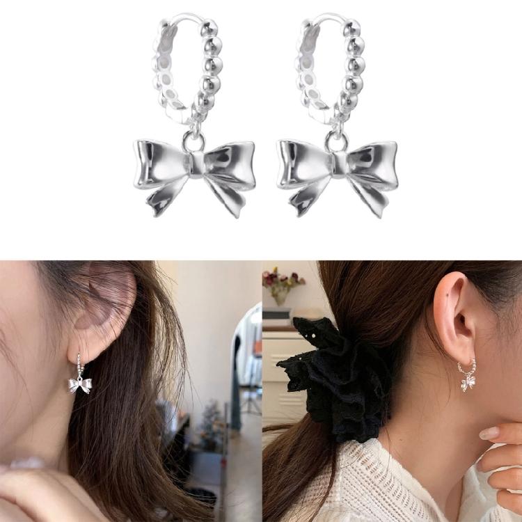 Unique Heart Bowknot Hoop Earrings Fashion Bows Earrings for Women Cute Gift