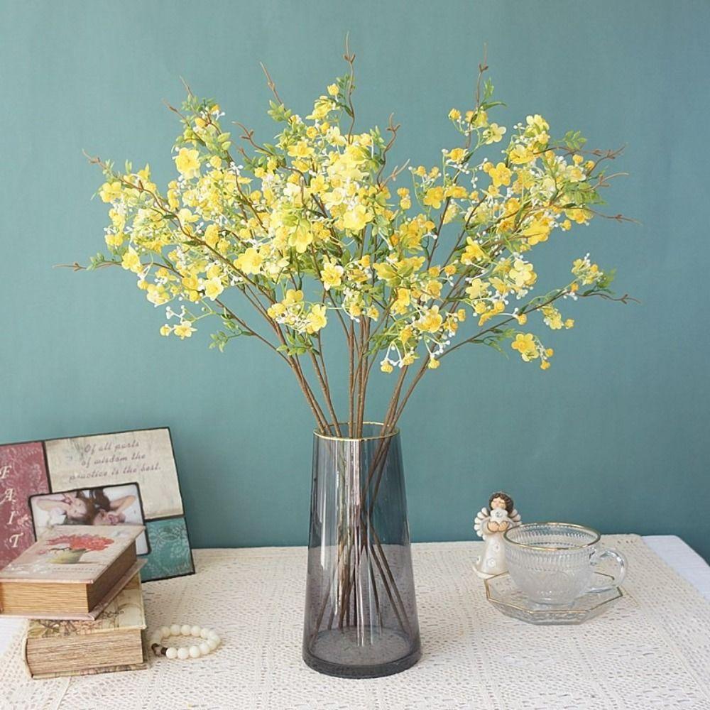 With Leaf Artificial Flower Single Small Flowers Plum Blossom Household Silk Flower  Courtyard