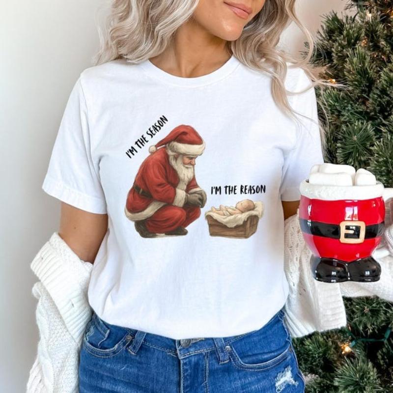 Im The Season Reason Christmas Cotton TShirt Jesus Reason for The Season Holiday Blessings Christmas Religious Comfortable Tee