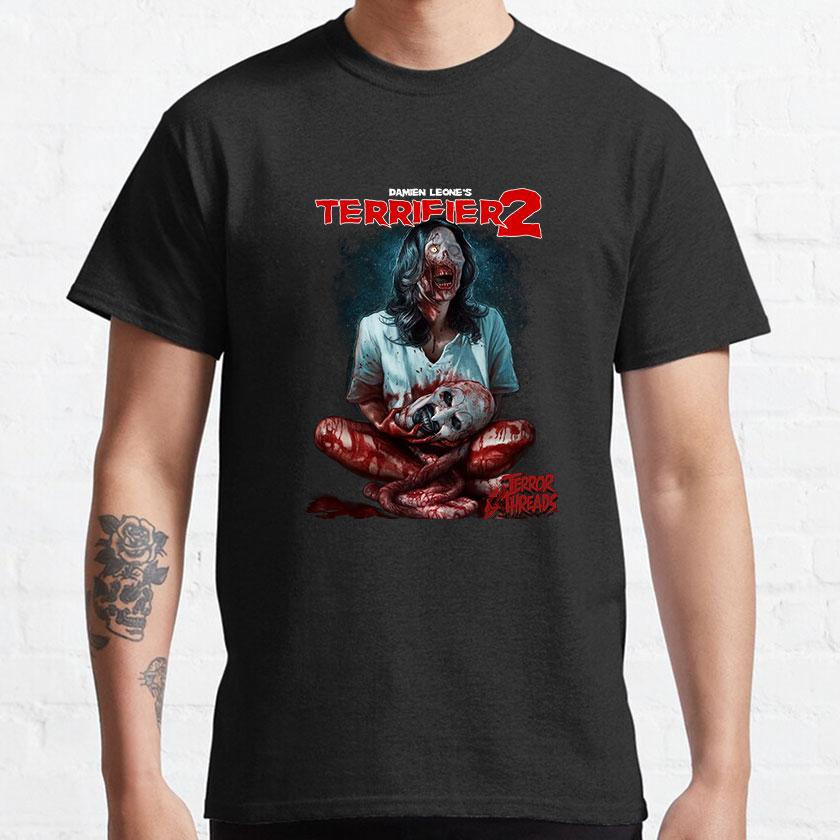 Terifier fan art poster horror movie killer clown scary evil halloween costume slasher film 100 cotton printed t shirt for Unisex