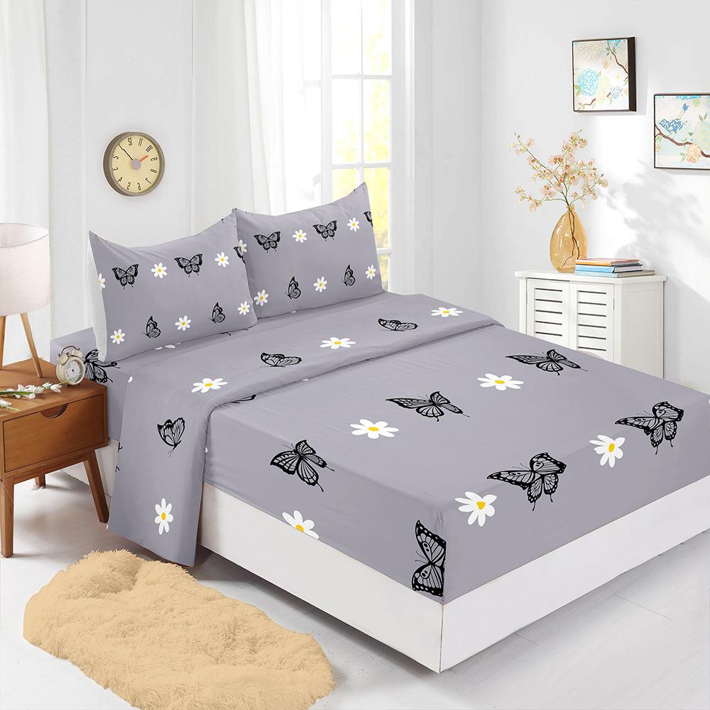 Flower Landscape Mattress Four-Piece Children'S Bedding Digital Printing Mattress Protective Cover