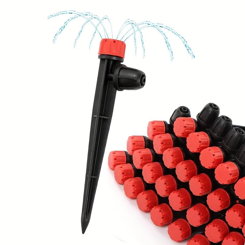 50pcs Adjustable 360° Drip Emitters with Stakes for 1/4 Inch Irrigation Tubing Garden Lawn Potted Plants Watering System