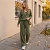 Women's Off-Shoulder Long Sleeve Cutout Knit Two-Piece Set Color Casual Outfit