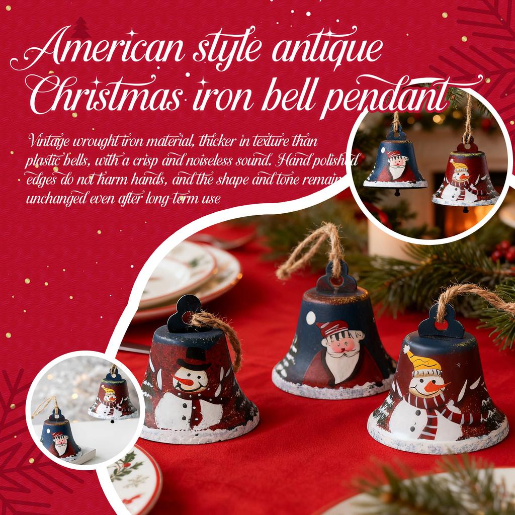 Christmas Wrought Iron Bell Pendant Old Man Snowman Bell Decoration Christmas Tree Bell Christmas Decoration