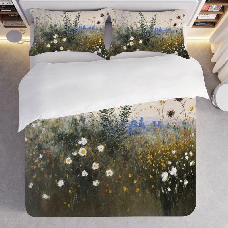 3-Piece Bedding Pillowcase Quilt Cover Set Wildflower Grass Landscape Pattern 2D Digital Printing Suitable For Bedroom  Decor