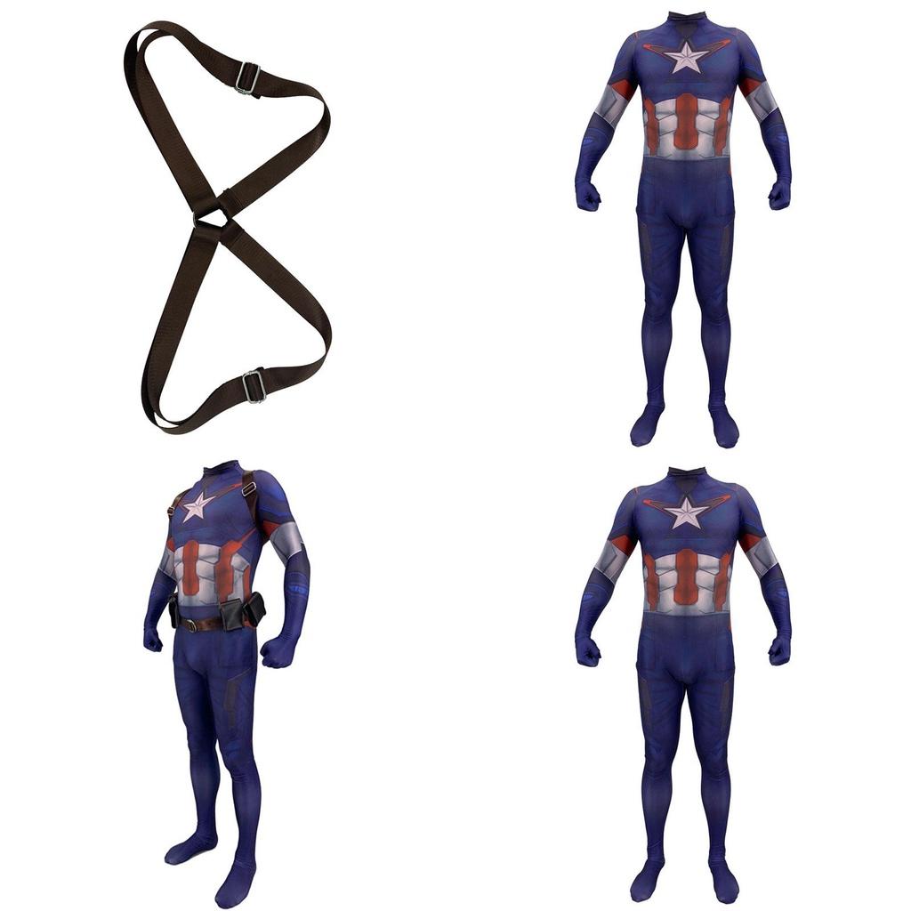 Och lättviktig Avengers Captain America Steve Rogers Zentai-kostym**