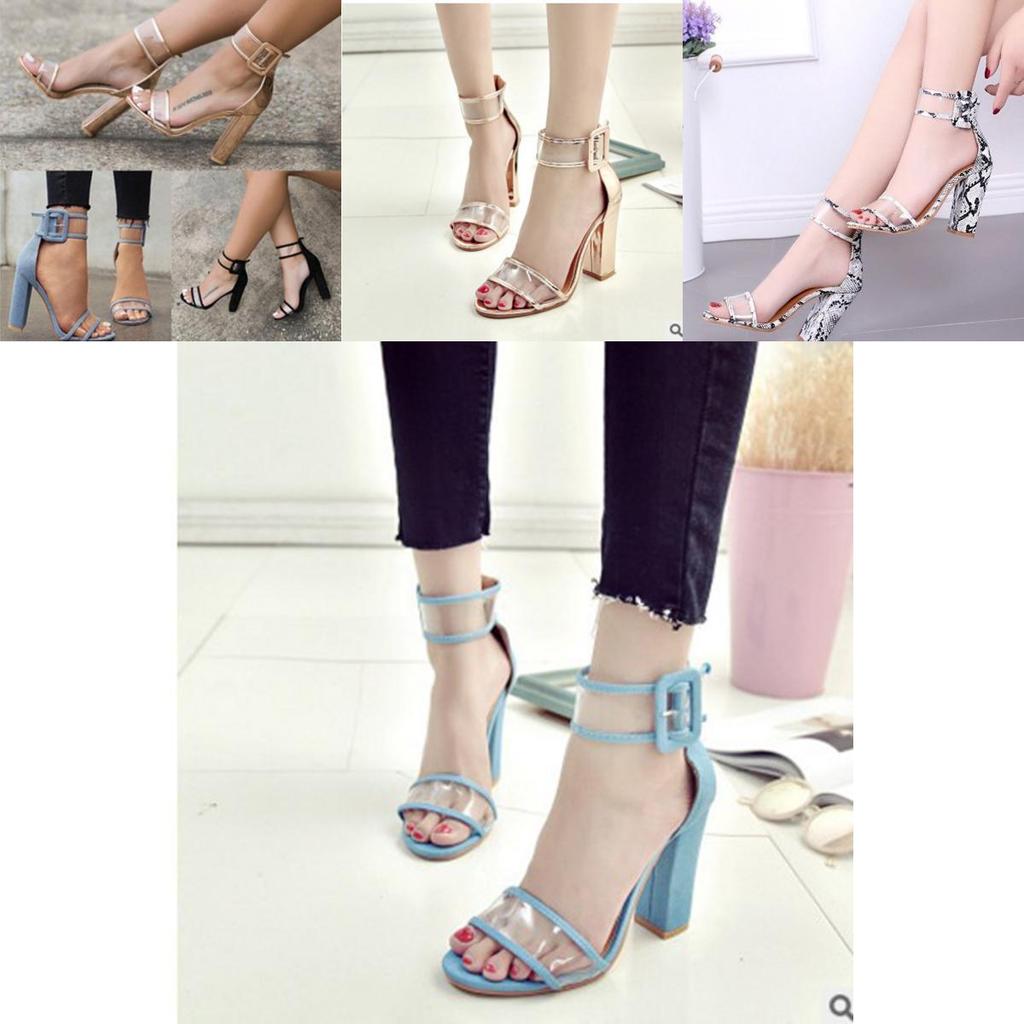 Premium Quality Women Dress Sandals Featuring Transparent Thick High Heels And Chic Design
