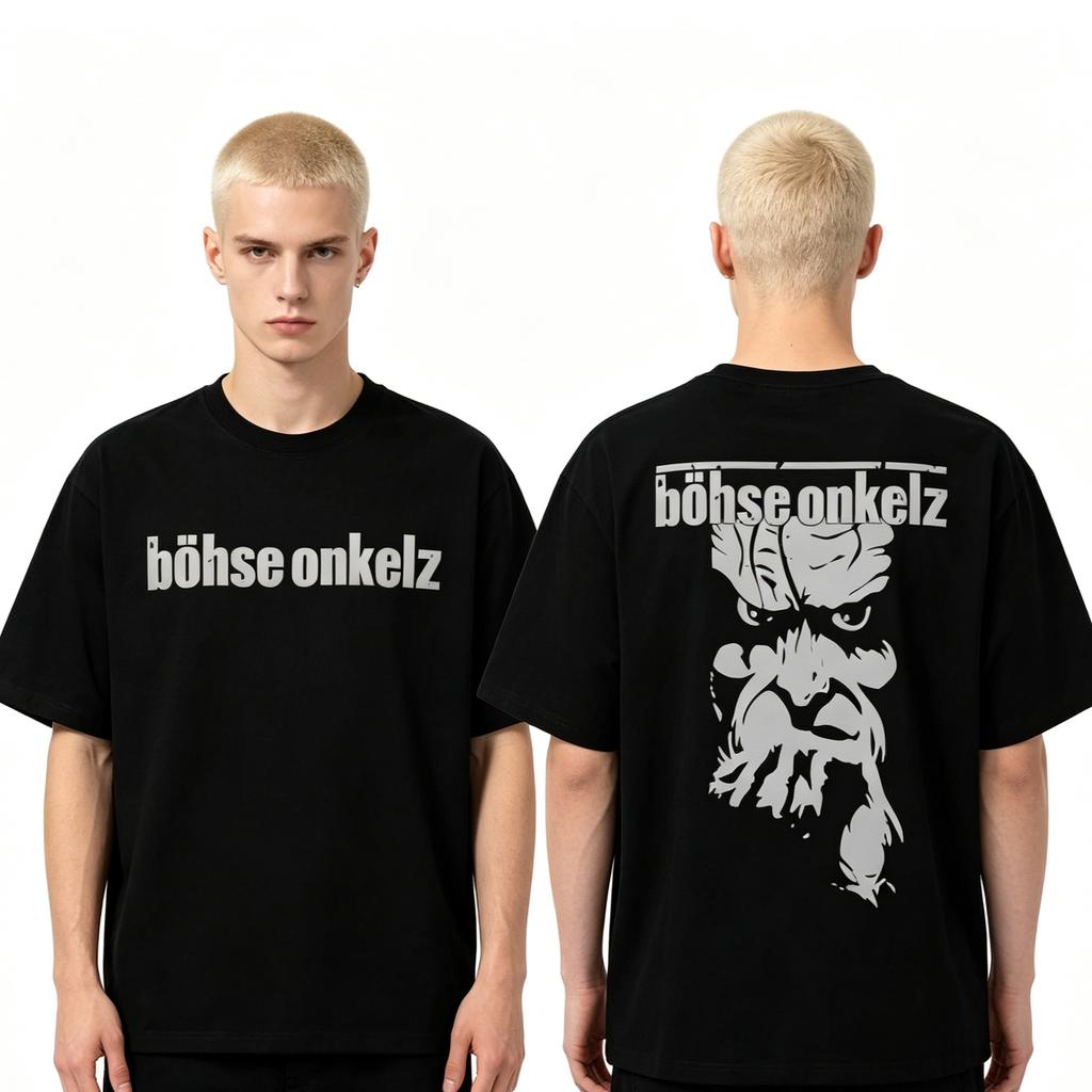 Summer Hot Rock Band BöHse Onkelz Double Sided Print Short Sleeve T-Shirts Unisex Vintage Hip Hop Streetwear Oversized T-Shirt