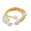 Beating Rhombus Smooth Open Bracelet, Retro French Temperament Imitation Pearl Winding Bracelet