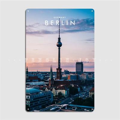 Berlin Night View Metal Sign Plaques Club Party Mural Printing Tin Sign Poster