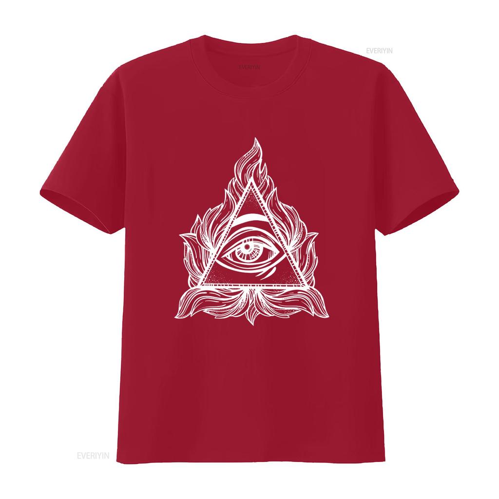 All Seeing Eye In A Triangle Illuminati T Shirt Casual Vintage Washed Stretched Homme Fashion Top For Everyday Wear Unisex